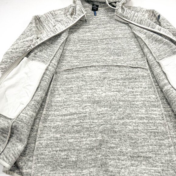 Kuhl Jacket Women Large Ascendyr Long Fleece Full Zip Hooded Gray Cream - Picture 3 of 5